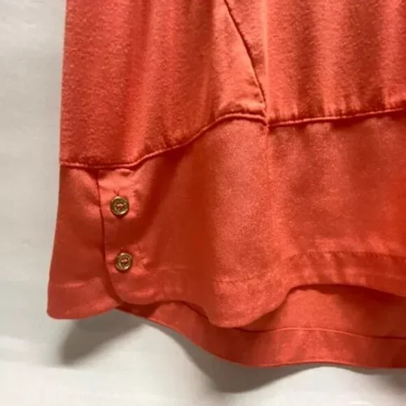Calvin Klein Women's V-Neck Top Large Orange Multi Layer Fabric Tunic Shirt NWOT - Picture 5 of 12